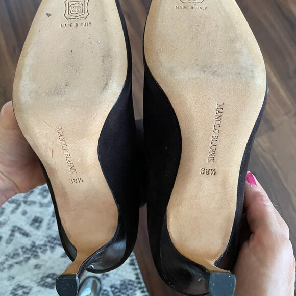 Manolo Blahnik Brown Suede Knee-High Heeled Boots - Picture 11 of 13